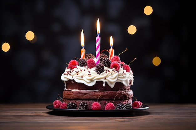 Pastel de cumpleaños con una sola vela