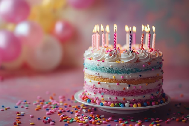 Un pastel de cumpleaños con velas en él