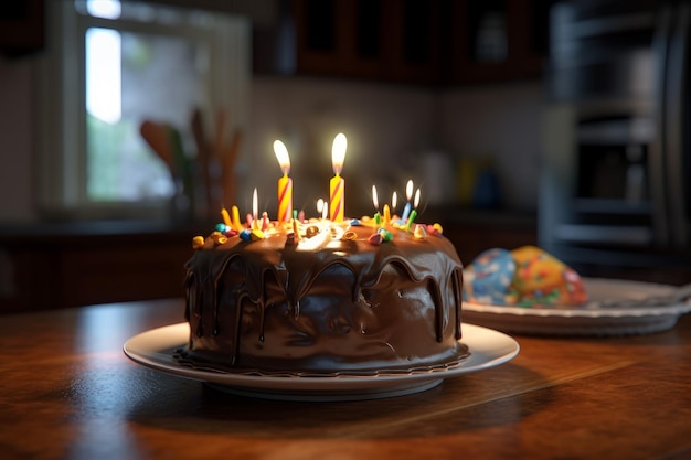 Pastel de cumpleaños con velas Fiesta celebración