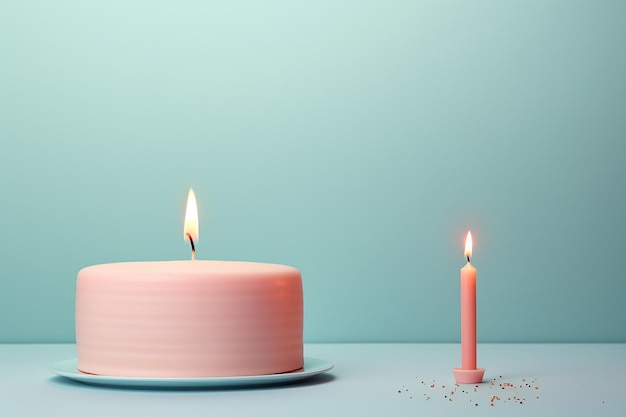 Foto pastel de cumpleaños con velas en fondo pastel