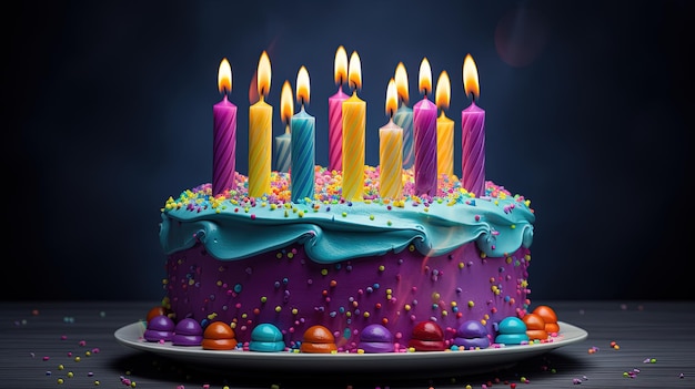 pastel de cumpleaños con velas foto gratuita vector HD
