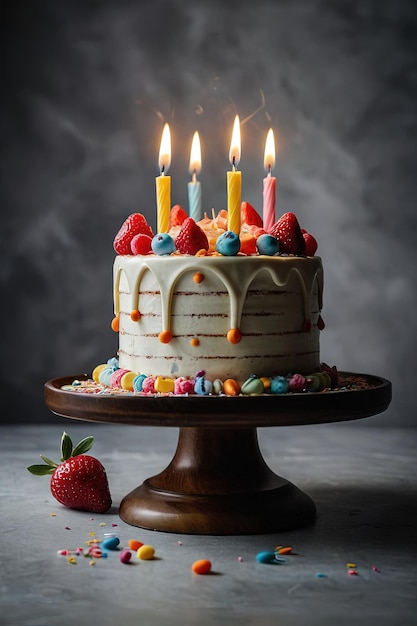 pastel de cumpleaños con velas