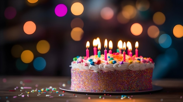 Un pastel de cumpleaños con velas
