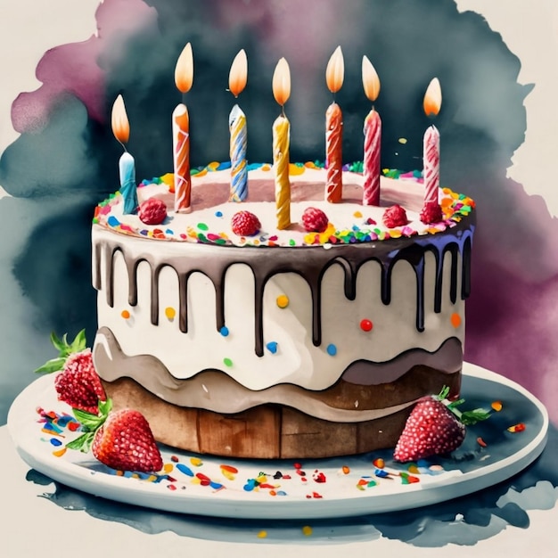 pastel de cumpleaños y velas
