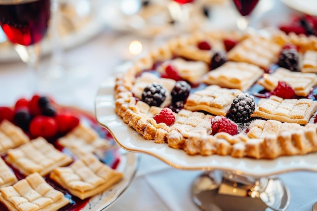 Un pastel en una elegante bandeja de servicio