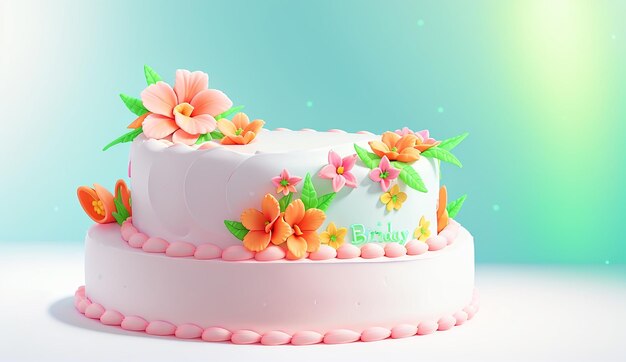 Un pastel con flores en la parte superior