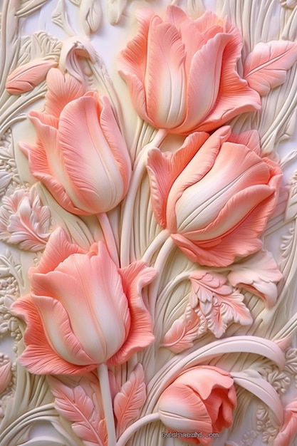 Un pastel con flores rosas