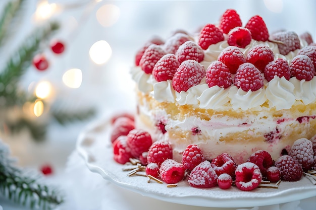 Pastel de frambuesa con crema batida