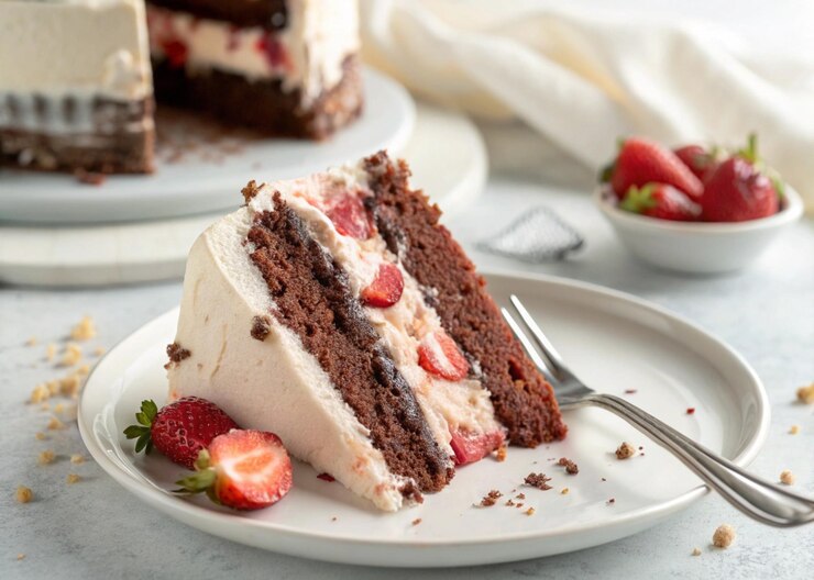 Pastel de fresa de chocolate
