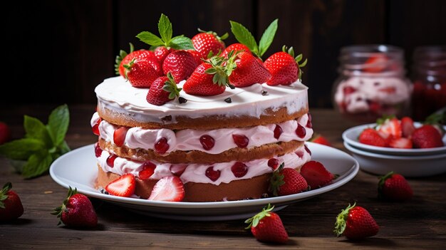 pastel de fresa y vainilla