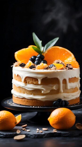 pastel con frutas y bayas