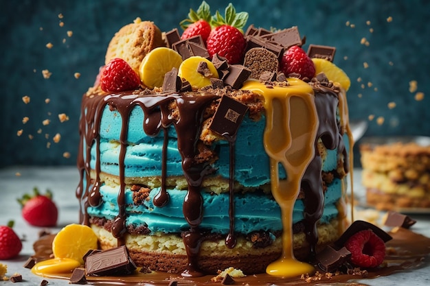 Pastel de galleta con gotas de chocolate