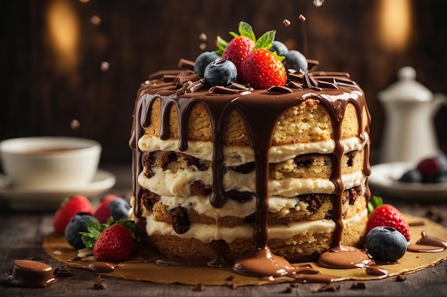 Pastel de galleta con gotas de chocolate