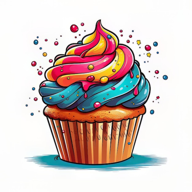 Un pastel con un glaseado colorido que dice feliz cumpleaños en él.