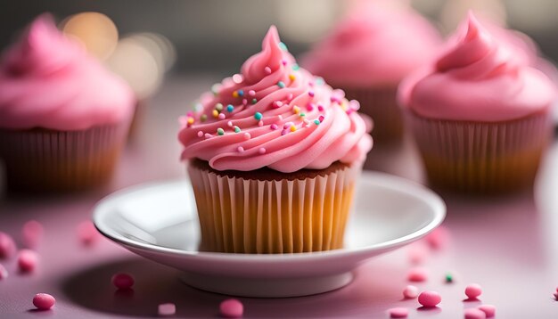 Un pastel con glaseado rosa y salpicaduras en él