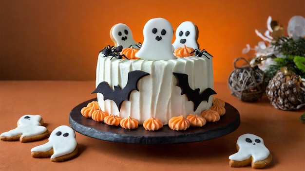 Foto el pastel de halloween.