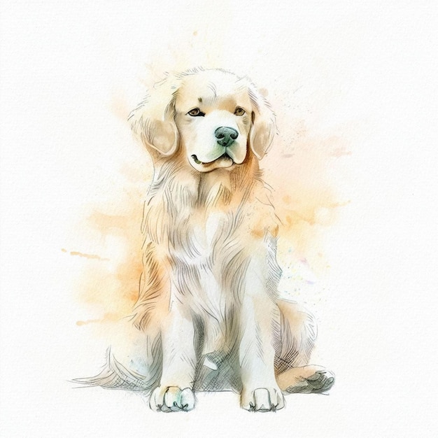Foto pastel harmony acuarela retrato de un perro golden retriever
