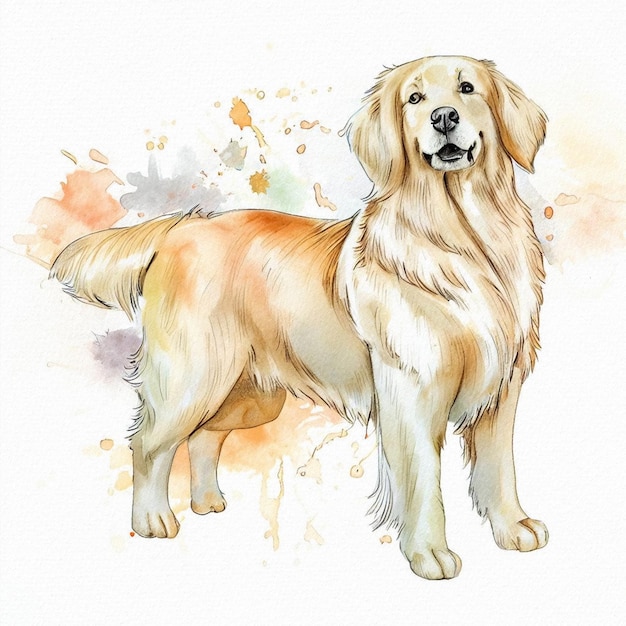 Foto pastel harmony acuarela retrato de un perro golden retriever