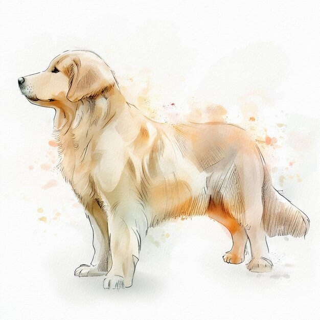 Foto pastel harmony acuarela retrato de un perro golden retriever