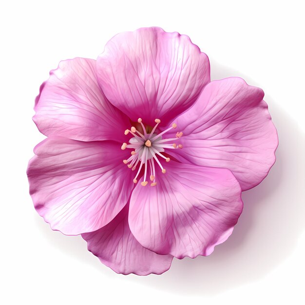 Pastel Harmony Isolado 3D Rosa Flor Violeta com tons delicados em um fundo branco