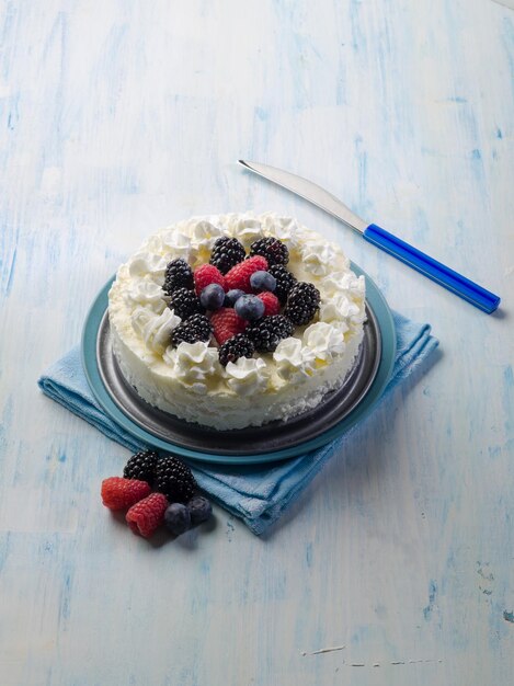 Pastel de helado con mezcla de bayas