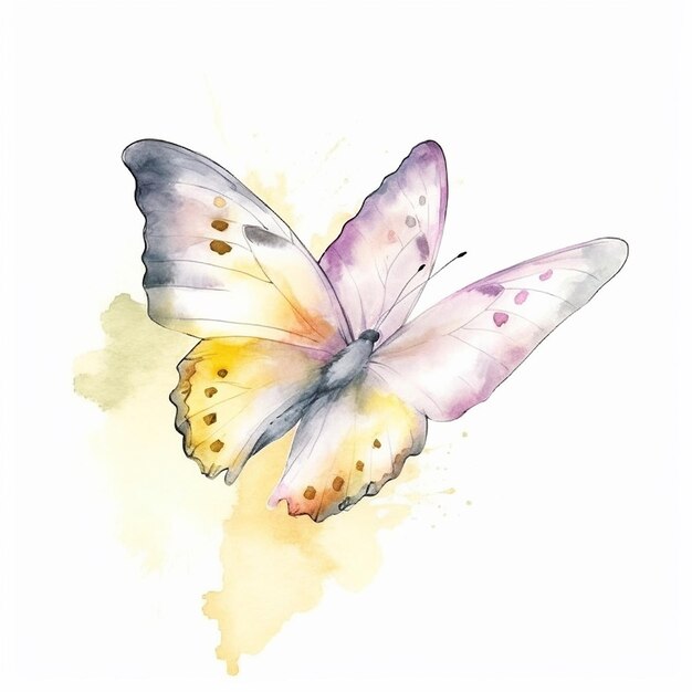Pastel hermosa y colorida mariposa de acuarela en vuelo de fondo Imagen generada por AI