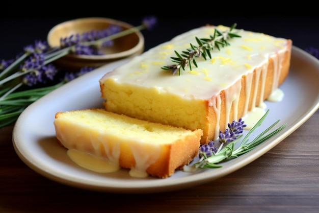 Pastel de limón y lavanda