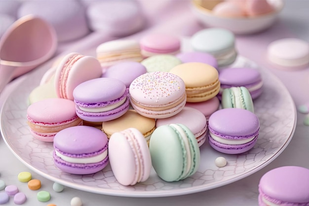 Pastel Macarons Variedad de Colores Sabores