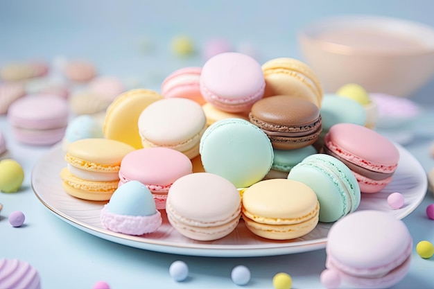 Pastel Macarons Variedad de Colores Sabores