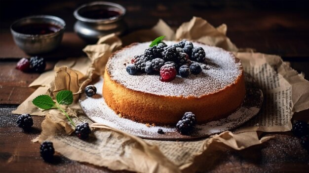 pastel de mantequilla casero con arándanos