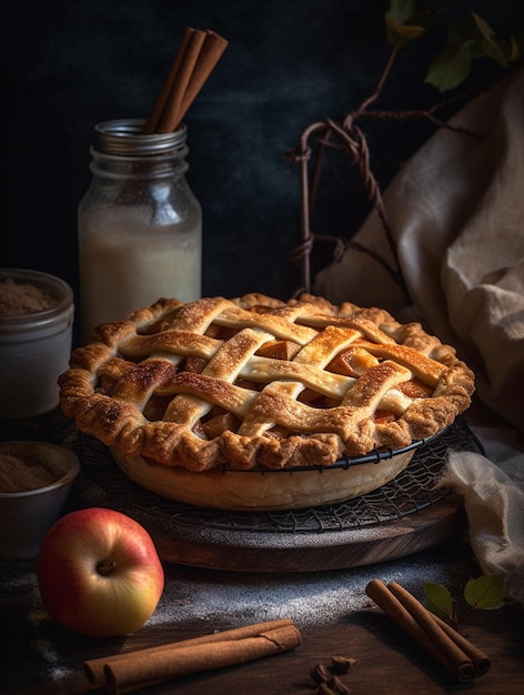 Pastel de manzana casero y rústico