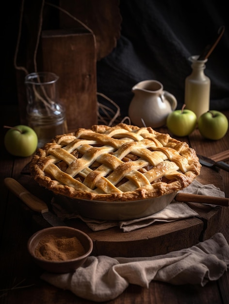 Pastel de manzana casero y rústico