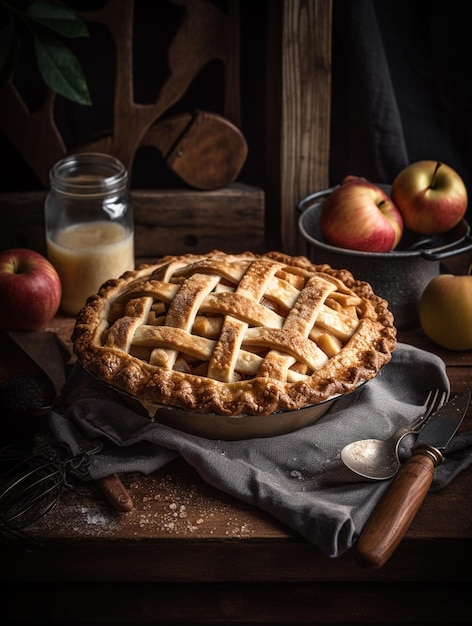 Pastel de manzana casero y rústico