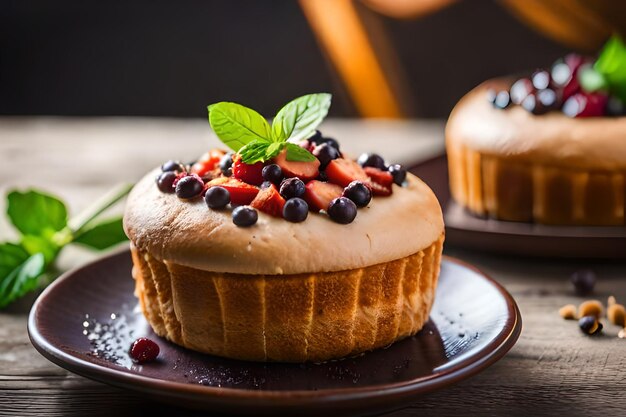 un pastel con un montón de frutas en él