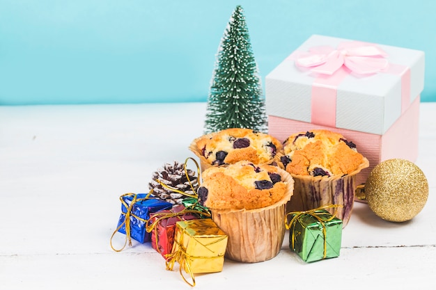 Pastel de Navidad y año nuevo