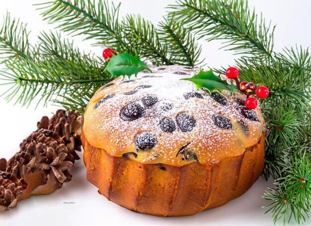 Pastel de Navidad con pudín rojo