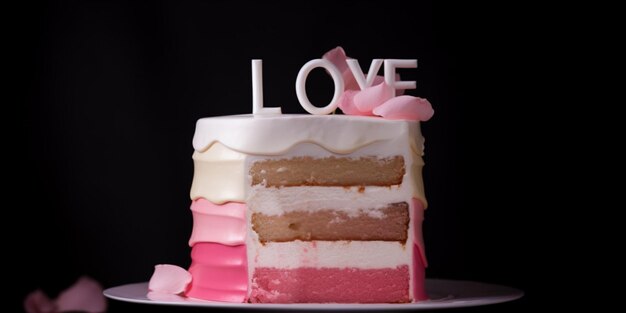 Un pastel con la palabra amor en él