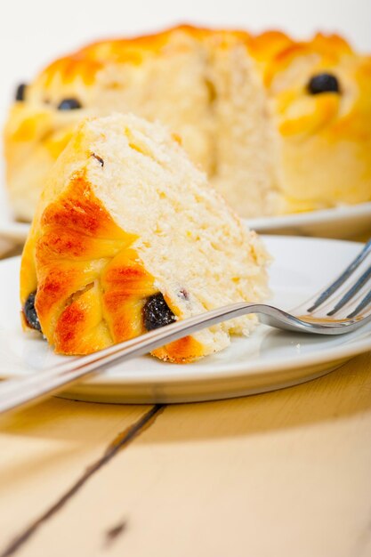 Foto pastel de pan de arándanos y postre