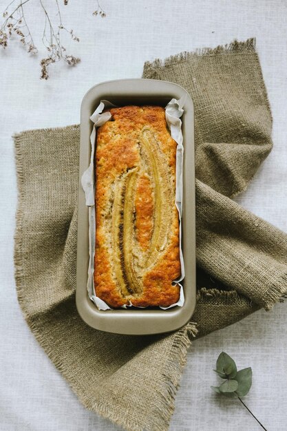 Pastel de pan de plátano dulce