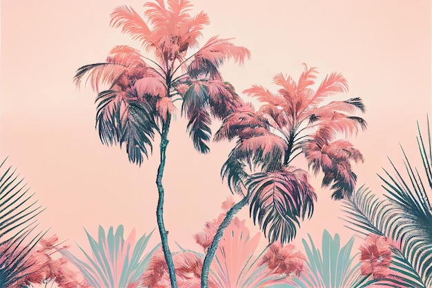 Pastel Pink Palm na ilustração de fundo rosa