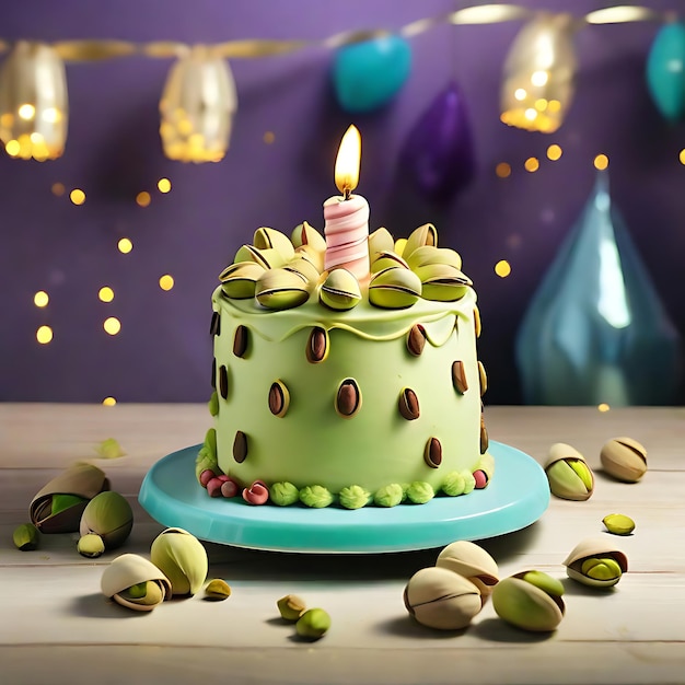 pastel de pistacho de cumpleaños AI