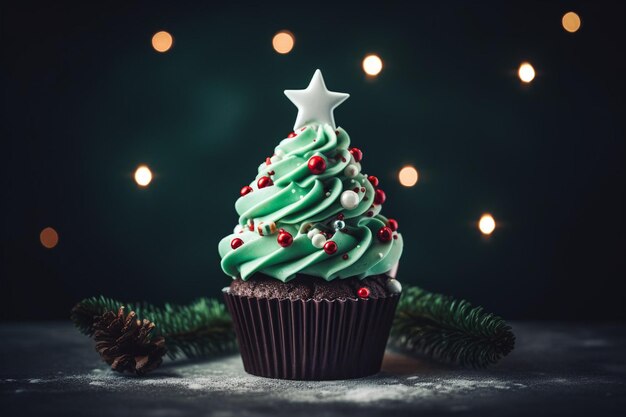 El pastel de postre del árbol de Navidad