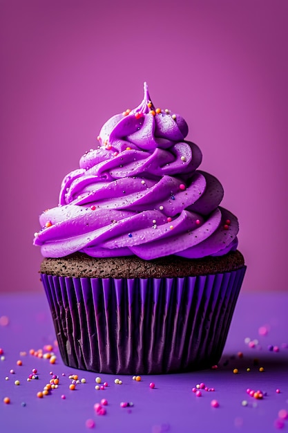 Pastel de púrpura con salpicaduras blancas y púrpuras