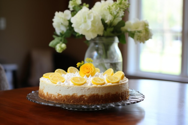 Pastel de queso casero con cáscara de limón Frescura de la panadería