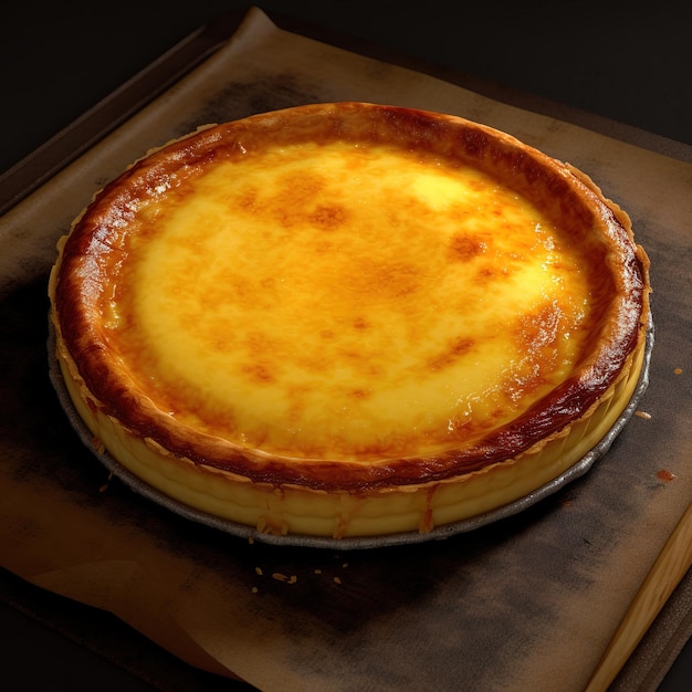 pastel de queso recién horneado y tarta de melocotón