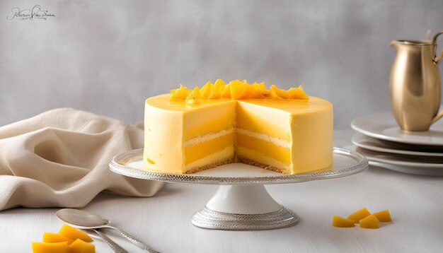 Foto un pastel con rebanadas de queso y un cuchillo en un plato