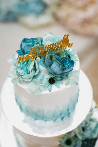 Pastel de recepción de bodas.