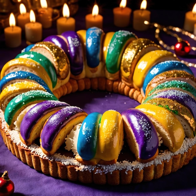 Foto pastel de rey tradicional popular pastel de postre dulce
