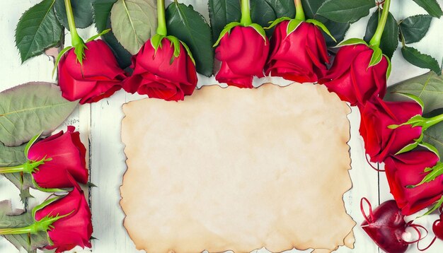 Un pastel con rosas rojas