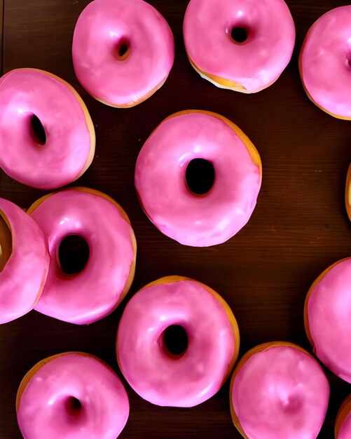 Foto pastel de rosquilla rosa